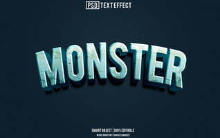 monster text effect, font editable, typography, 3d text psd