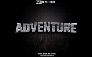 adventure text effect, font editable, typography, 3d text psd