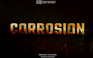 corrosion text effect, font editable, typography, 3d text psd
