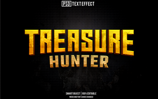 treasure hunter text effect, font editable, typography, 3d text psd