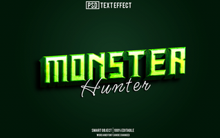 monster text effect, font editable, typography, 3d text psd