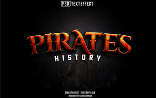 pirates text effect, font editable, typography, 3d text psd
