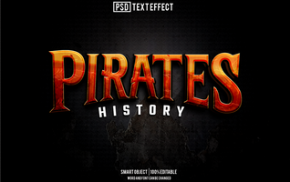 pirates text effect, font editable, typography, 3d text psd
