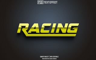 racing text effect, font editable, typography, 3d text psd