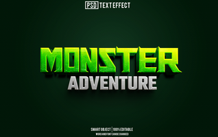 monster text effect, font editable, typography, 3d text psd