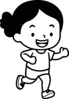 Running girl - Cute Cartoon character design. vector