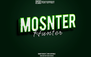 monster text effect, font editable, typography, 3d text psd