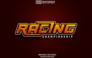 racing text effect, font editable, typography, 3d text psd