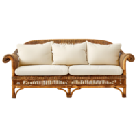 Rattan and Bamboo Sofa on Transparent Background png