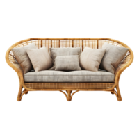 Rattan and Bamboo Sofa on Transparent Background png