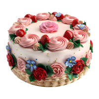 Floral Birthday Cake on Transparent Background png