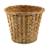 Rattan Wood Trash Can on Transparent Background png