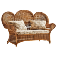 Rattan and Bamboo Sofa on Transparent Background png