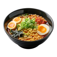 Bowl of ramen with a bowl of noodles and a fried egg on Transparent Background png