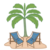 Summer coconut trees and beach chair png