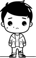 Sad boy cartoon character in a flat style design. vector