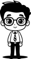 cute little boy with glasses and tie cartoon illustration graphic design vector