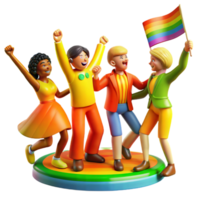 fun pride flag dance 3d illustration png