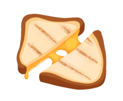 Illustration of cheese toast cut into two pieces with no background png