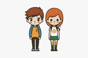 boy and girl cartoon character Design Template vector