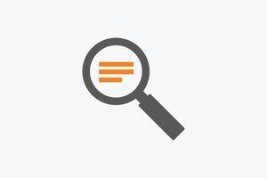 Review search logo design template. Magnifying glass icon with document List. vector