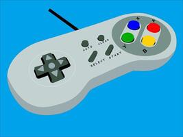 ilustración de un gris gamepad en un azul antecedentes vector