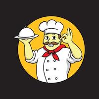 professional chef mascot design. baker cartoon, sign and symbol. vector