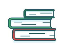 Stack of books. Textbooks. Reading literature, novel. Dictionary in hardcover. Manual. Isolated object. Flat style. Color image with outline. Icon. illustration. vector