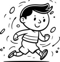 Cute cartoon boy running in a hurry for your design. vector