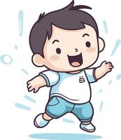 Cute boy running and smiling cartoon illustration. Ideal for both print and web design. vector