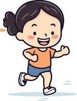 Running girl - Cute Cartoon character design. vector