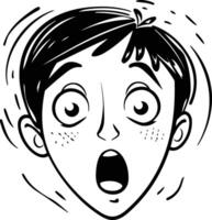 Surprised face of a boy with open mouth vector