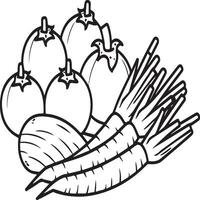 Organic various vegetable coloring pages. Vegetable outline for coloring book vector