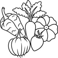 Organic various vegetable coloring pages. Vegetable outline for coloring book vector