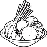 Organic various vegetable coloring pages. Vegetable outline for coloring book vector