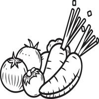 Organic various vegetable coloring pages. Vegetable outline for coloring book vector