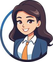 Beautiful young business woman in a cartoon style. vector