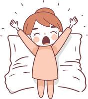 Illustration of a woman waking up in the morning with a pillow vector