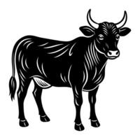 vaca. mascotas. granja. Doméstico animales garabatear estilo. vector