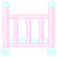 baby set pink crib illustration and cartoon style pastel baby toy isolated png