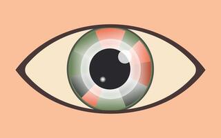 An eye with a green pupil on a pink horizontal background. vector