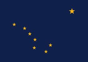 Alaska flag. The state flag of Alaska displays eight gold stars, forming the Big Dipper and Polaris, on a dark blue field. vector