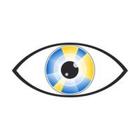 Eye with blue yellow pupil. Eye shape on a white background. vector