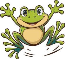 a cartoon frog jumping up and down vector