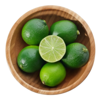 Frais citron vert dans une petit en bois bol png