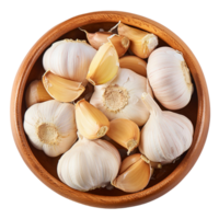 garlic spices in a small wooden bowl png