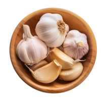 garlic in a small wooden bowl png