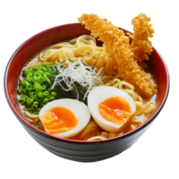 Special Japanese ramen dish with delicious toppings png