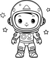 Coloring book for children astronaut of a cartoon astronaut. vector