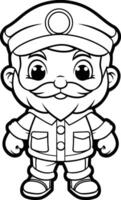 negro y blanco dibujos animados policía oficial personaje mascota ilustración vector